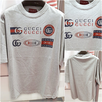 Gucci Motocross Logo Cotton T-Shirt Light Grey 798115 XJHC8 1056