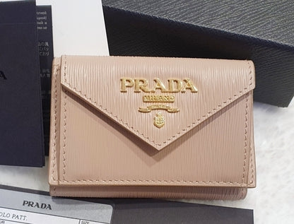 Prada Triangle Logo Calf Leather Folding Wallet