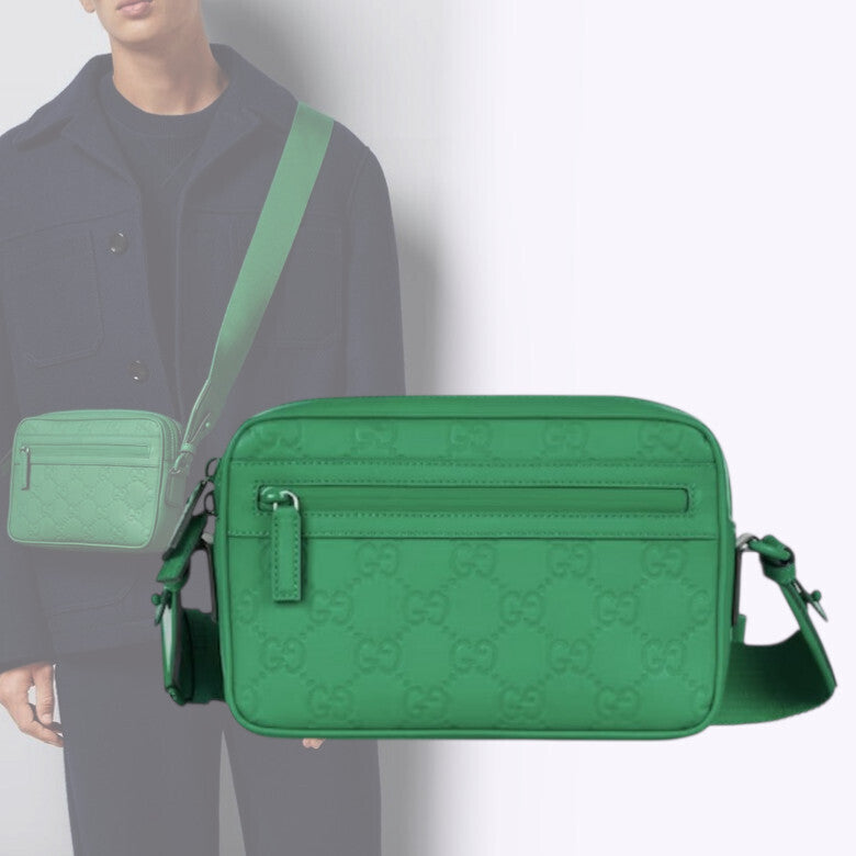 Gucci GG Rubber Effect Leather 3-Way Crossbody Bag Green