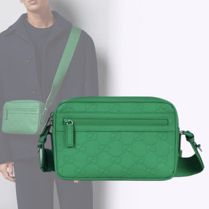 Gucci GG Rubber Effect Leather 3-Way Crossbody Bag Green