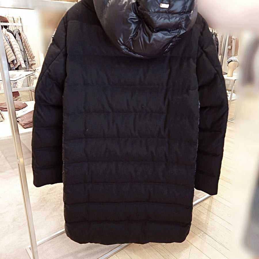 Herno Wool Mixed Media Hooded Down Coat