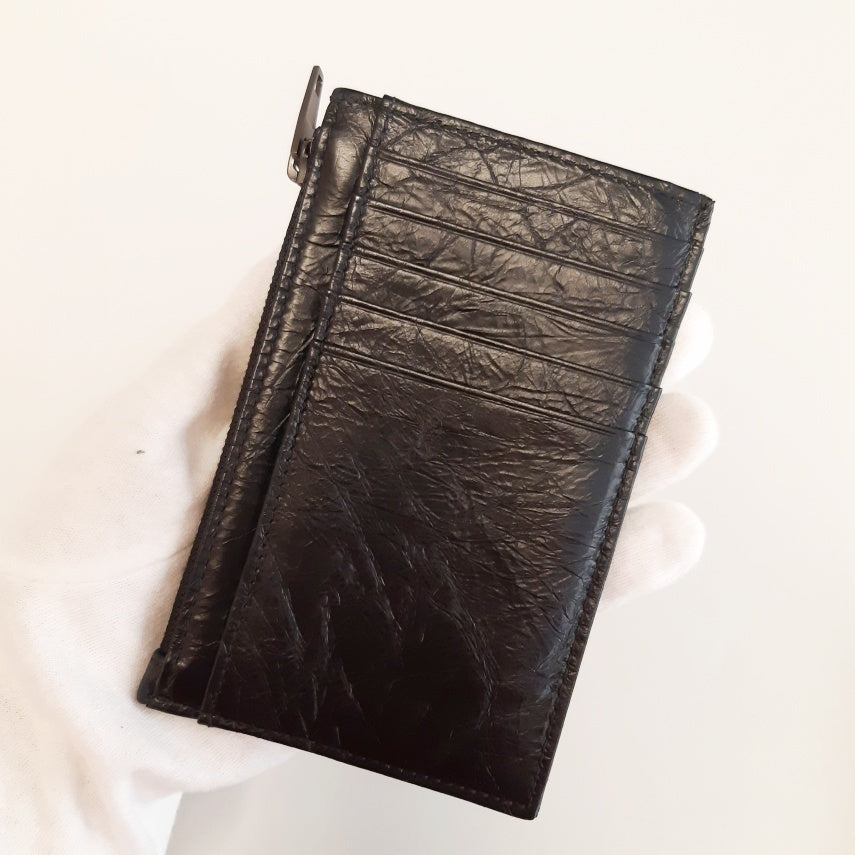 Balenciaga Crush B Logo Leather Coin Card Holder