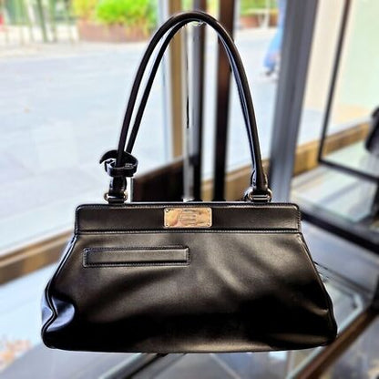 Prada Medium Leather Tote Bag Logo Nero 1BG569